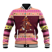 Christmas Cookie Baseball Jacket with Gingerbread Tree Candy Ornaments and Sweet Treat Pattern - Wonder Print Shop