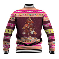 Christmas Cookie Baseball Jacket with Gingerbread Tree Candy Ornaments and Sweet Treat Pattern - Wonder Print Shop