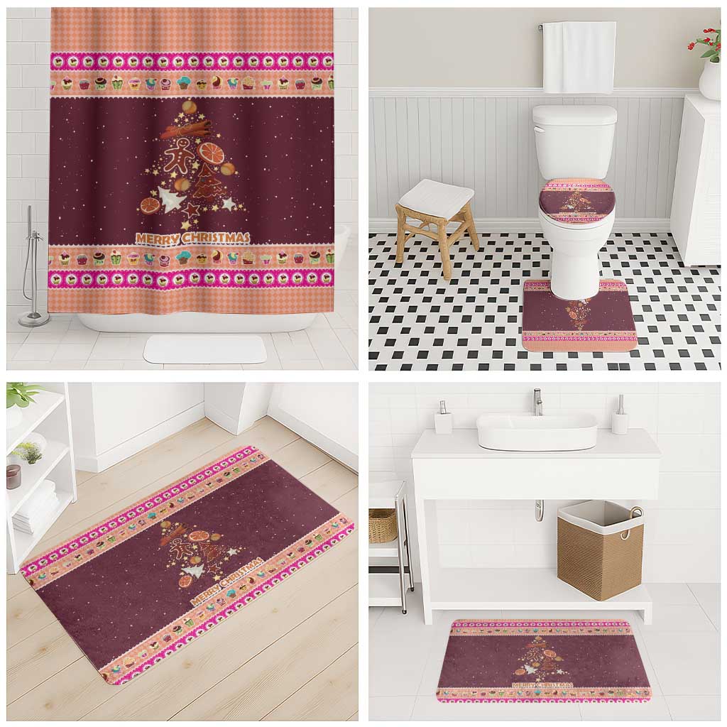 Christmas Cookie Bathroom Set with Gingerbread Tree Candy Ornaments and Sweet Treat Pattern - Wonder Print Shop