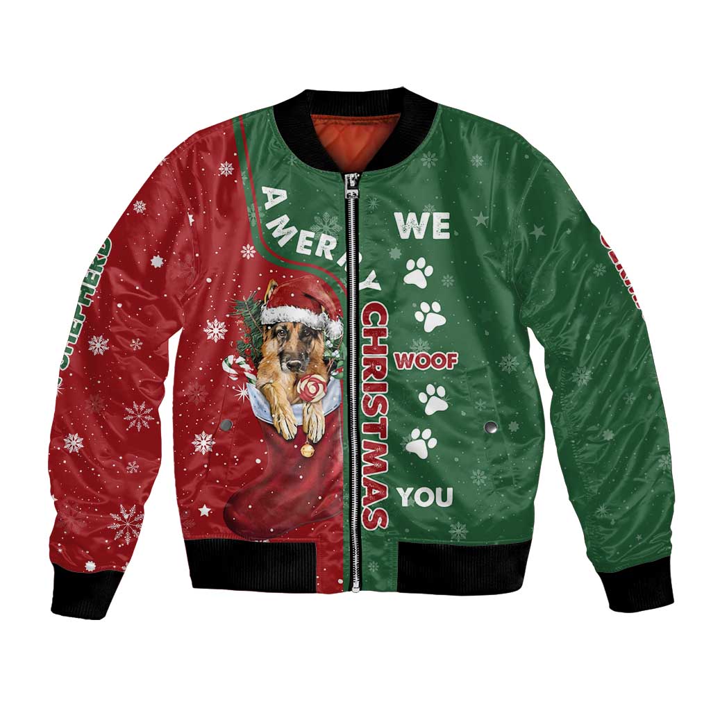 German Shepherd Merry Christmas Christmas Bomber Jacket Xmas Holiday Patterns - Wonder Print Shop