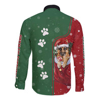 German Shepherd Merry Christmas Christmas Long Sleeve Button Shirt Xmas Holiday Patterns - Wonder Print Shop