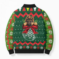 German Shepherd Ornament Christmas Bomber Puffer Jacket Xmas Holiday Patterns - Wonder Print Shop