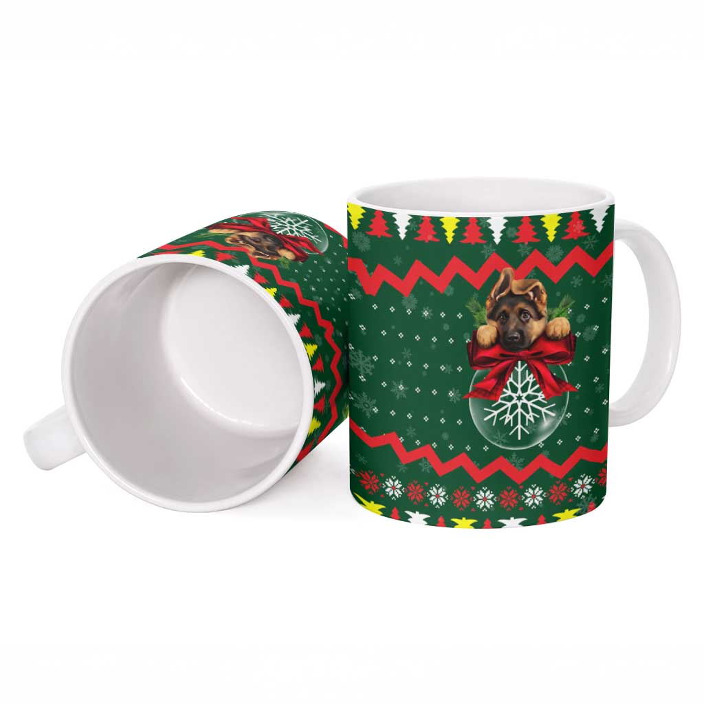 German Shepherd Ornament Christmas Ceramic Mug Xmas Holiday Patterns - Wonder Print Shop