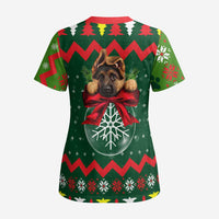 German Shepherd Ornament Christmas Scrub Top Xmas Holiday Patterns - Wonder Print Shop