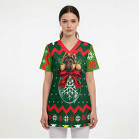 German Shepherd Ornament Christmas Scrub Top Xmas Holiday Patterns - Wonder Print Shop