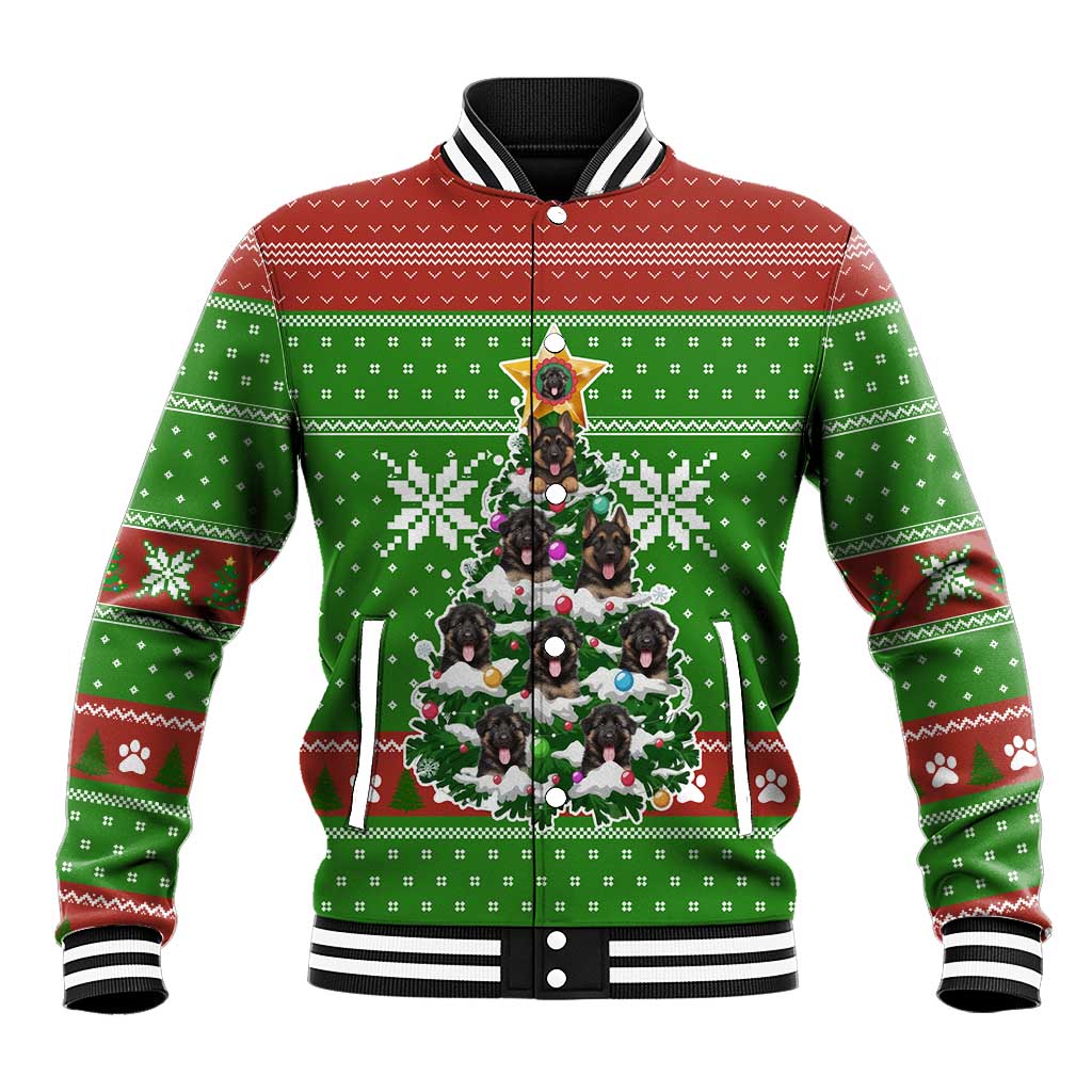 German Shepherd Pine Xmas Christmas Baseball Jacket Xmas Holiday Patterns - Wonder Print Shop