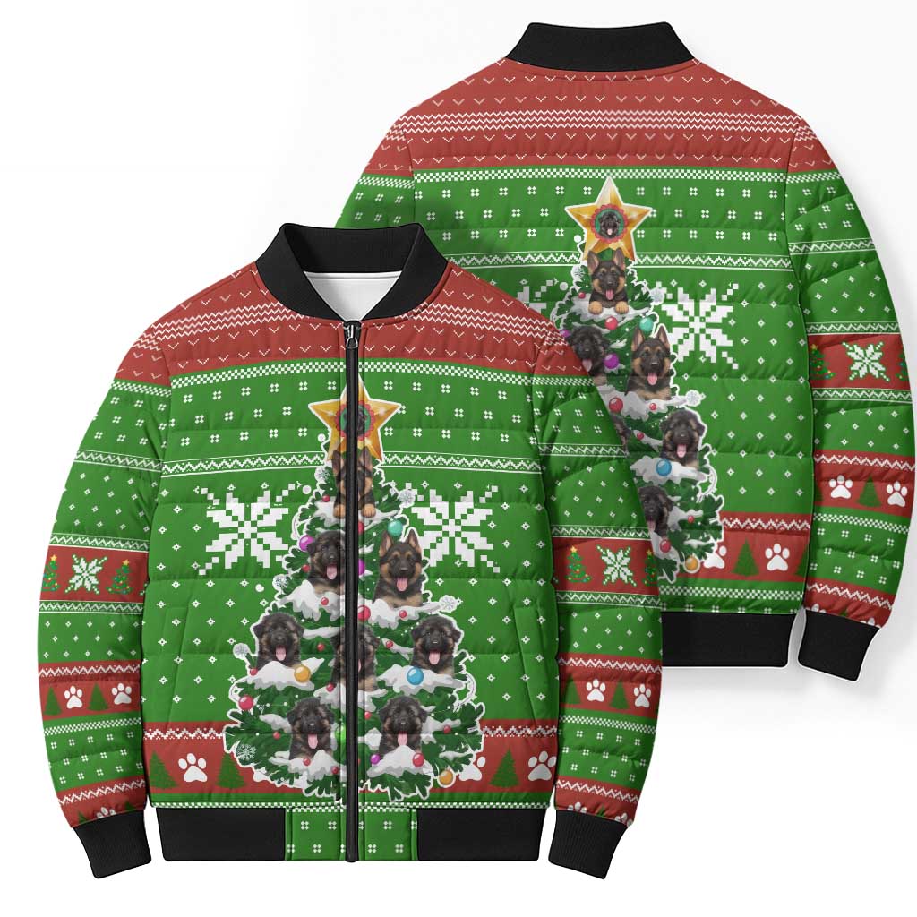 German Shepherd Pine Xmas Christmas Bomber Puffer Jacket Xmas Holiday Patterns - Wonder Print Shop