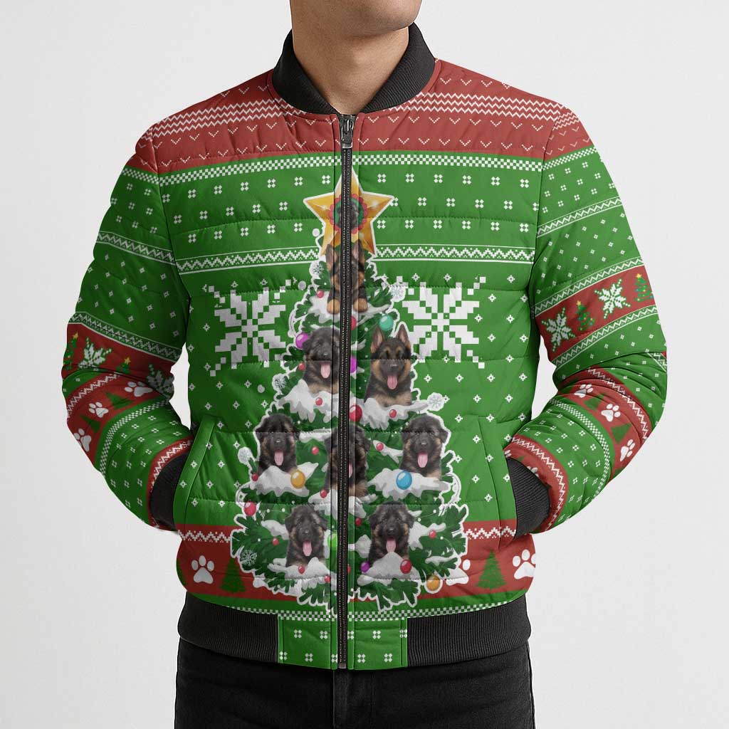 German Shepherd Pine Xmas Christmas Bomber Puffer Jacket Xmas Holiday Patterns - Wonder Print Shop
