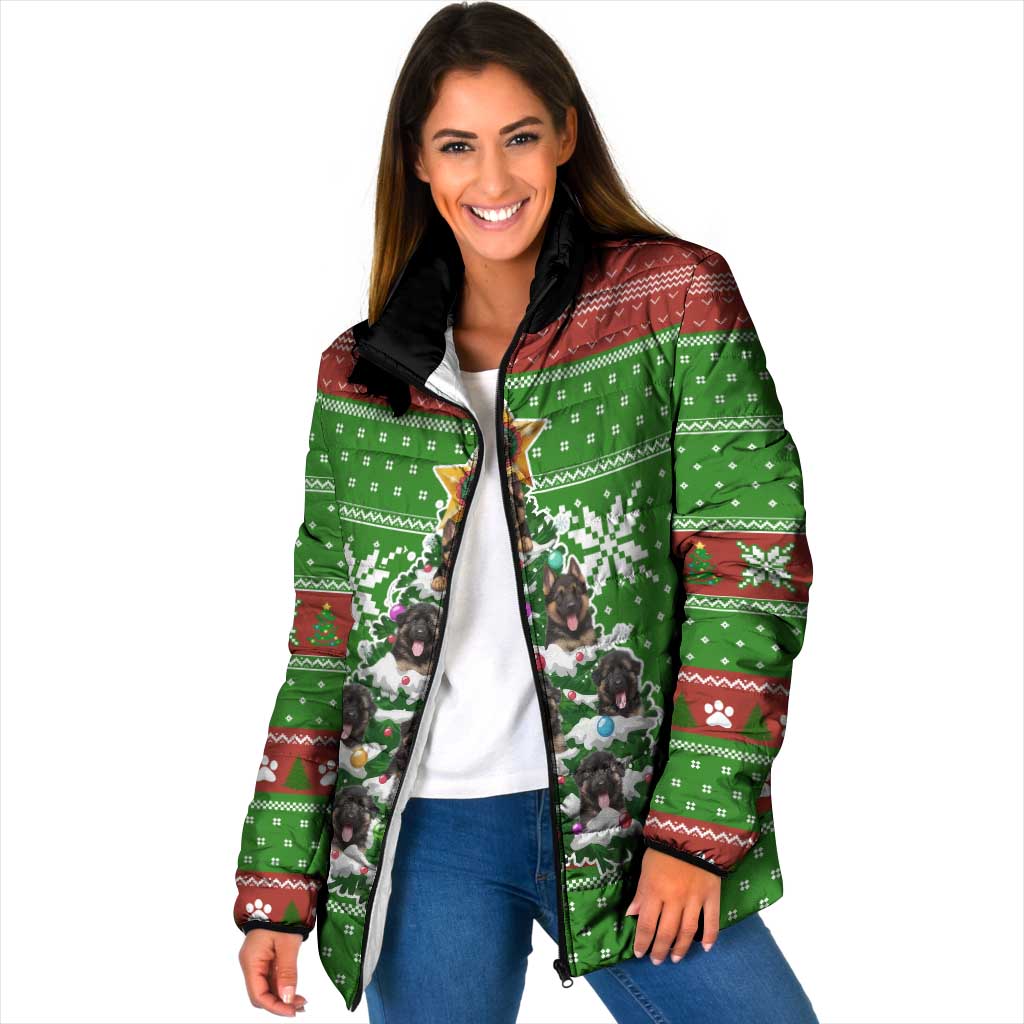 German Shepherd Pine Xmas Christmas Padded Jacket Xmas Holiday Patterns - Wonder Print Shop