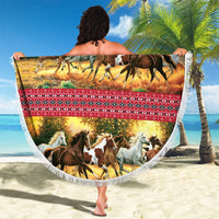 Horse Native American Pattern Christmas Christmas Beach Blanket Xmas Holiday Patterns - Wonder Print Shop
