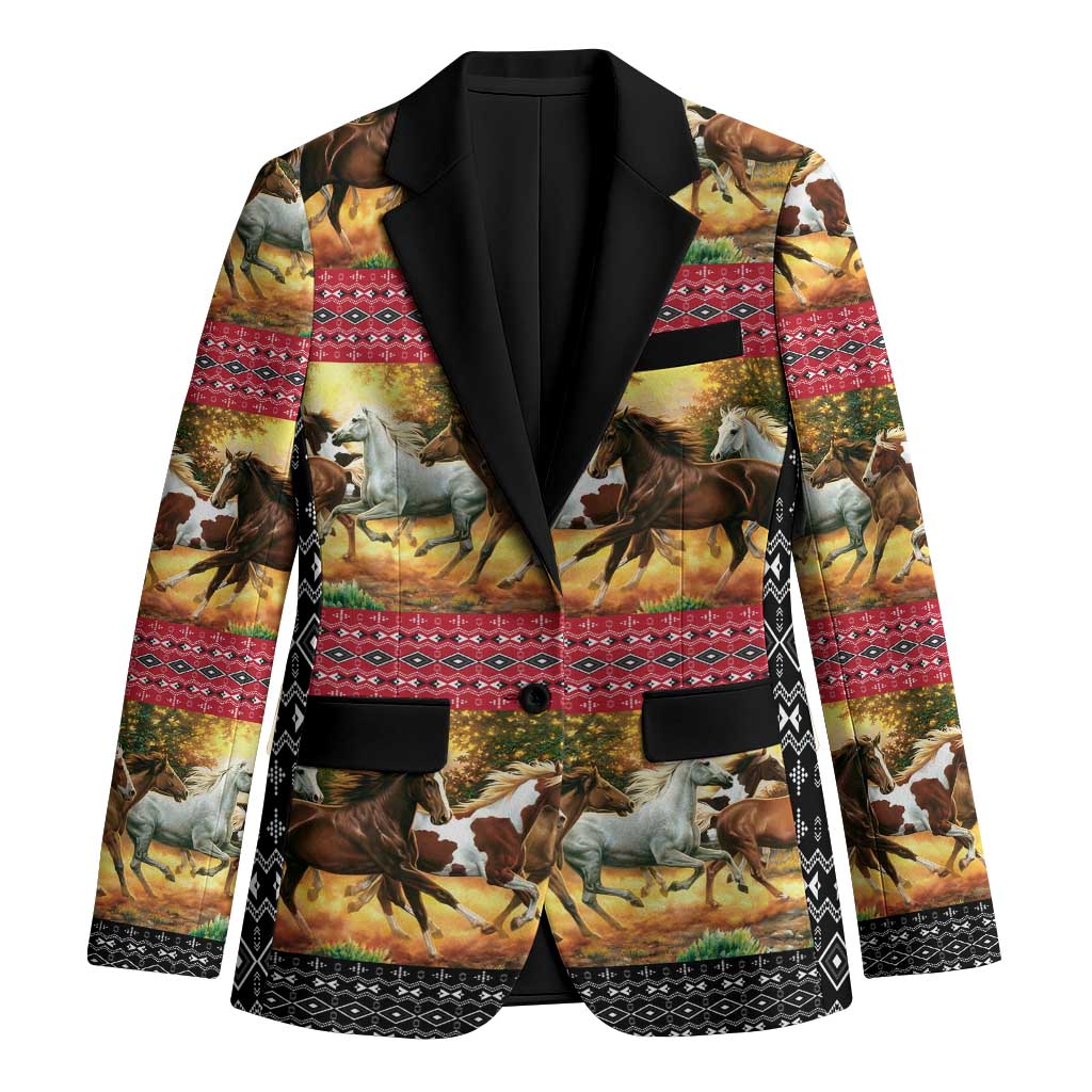 Horse Native American Pattern Christmas Christmas Blazer Xmas Holiday Patterns - Wonder Print Shop