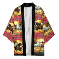 Horse Native American Pattern Christmas Christmas Kimono Xmas Holiday Patterns - Wonder Print Shop