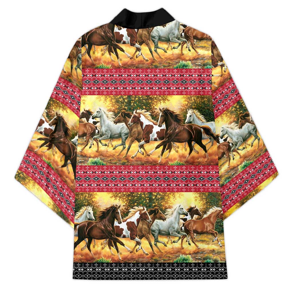Horse Native American Pattern Christmas Christmas Kimono Xmas Holiday Patterns - Wonder Print Shop