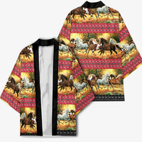 Horse Native American Pattern Christmas Christmas Kimono Xmas Holiday Patterns - Wonder Print Shop