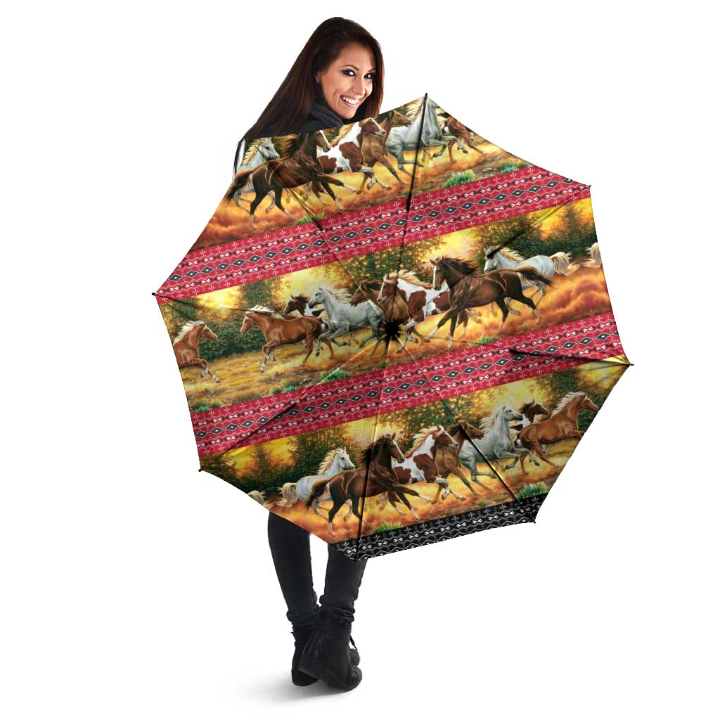 Horse Native American Pattern Christmas Christmas Umbrella Xmas Holiday Patterns - Wonder Print Shop