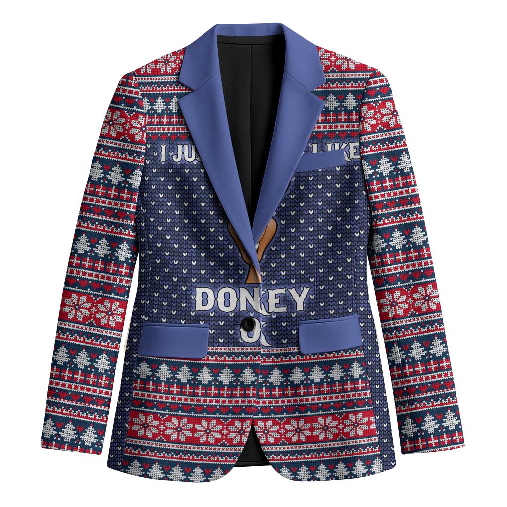 I Just Really Like Donkey Christmas Christmas Blazer Xmas Holiday Patterns - Wonder Print Shop