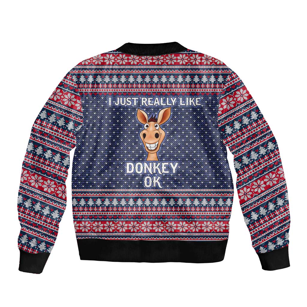 I Just Really Like Donkey Christmas Christmas Bomber Jacket Xmas Holiday Patterns - Wonder Print Shop