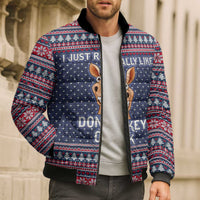 I Just Really Like Donkey Christmas Christmas Bomber Puffer Jacket Xmas Holiday Patterns - Wonder Print Shop