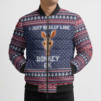 I Just Really Like Donkey Christmas Christmas Bomber Puffer Jacket Xmas Holiday Patterns - Wonder Print Shop