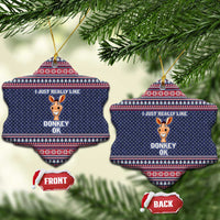 I Just Really Like Donkey Christmas Ceramic Ornament Xmas Holiday Patterns - Wonder Print Shop