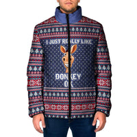 I Just Really Like Donkey Christmas Christmas Padded Jacket Xmas Holiday Patterns - Wonder Print Shop
