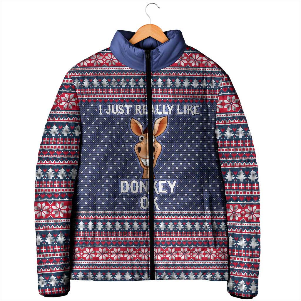 I Just Really Like Donkey Christmas Christmas Padded Jacket Xmas Holiday Patterns - Wonder Print Shop