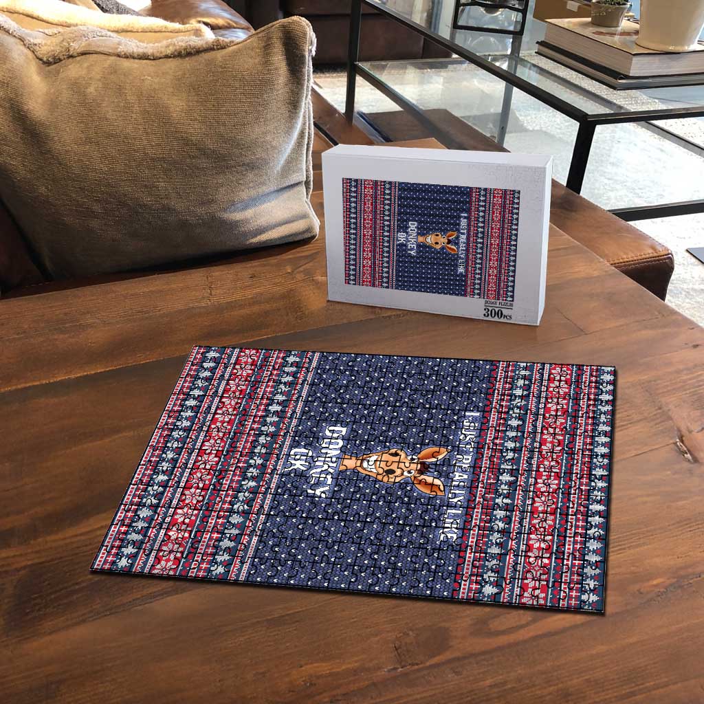 I Just Really Like Donkey Christmas Christmas Puzzle Xmas Holiday Patterns - Wonder Print Shop