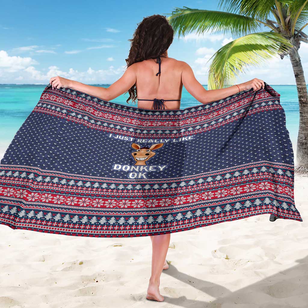 I Just Really Like Donkey Christmas Christmas Sarong Xmas Holiday Patterns - Wonder Print Shop