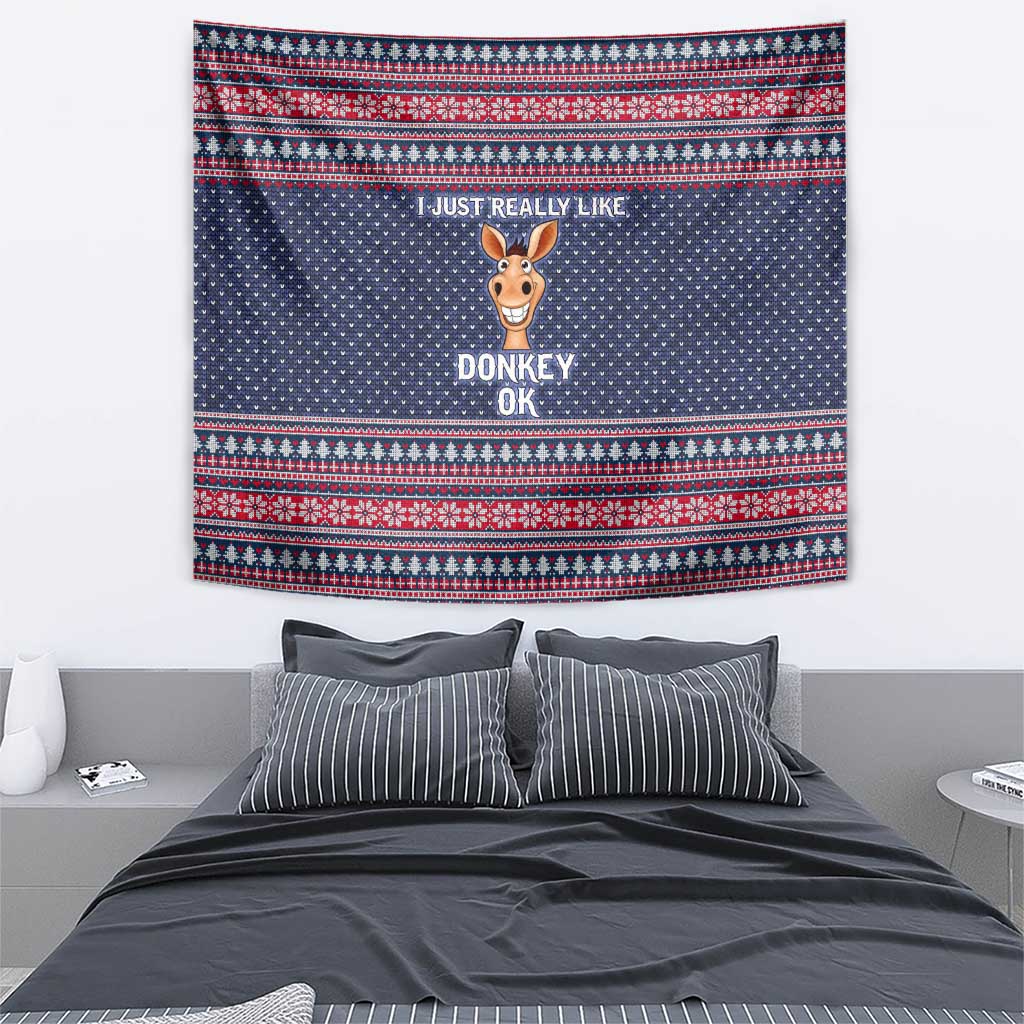 I Just Really Like Donkey Christmas Christmas Tapestry Xmas Holiday Patterns - Wonder Print Shop