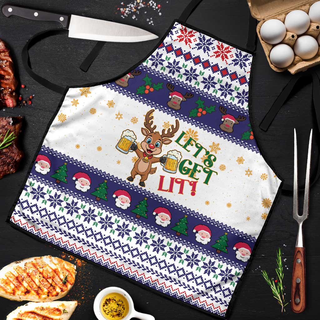 Reindeer Beer Christmas Apron Xmas Holiday Patterns - Wonder Print Shop