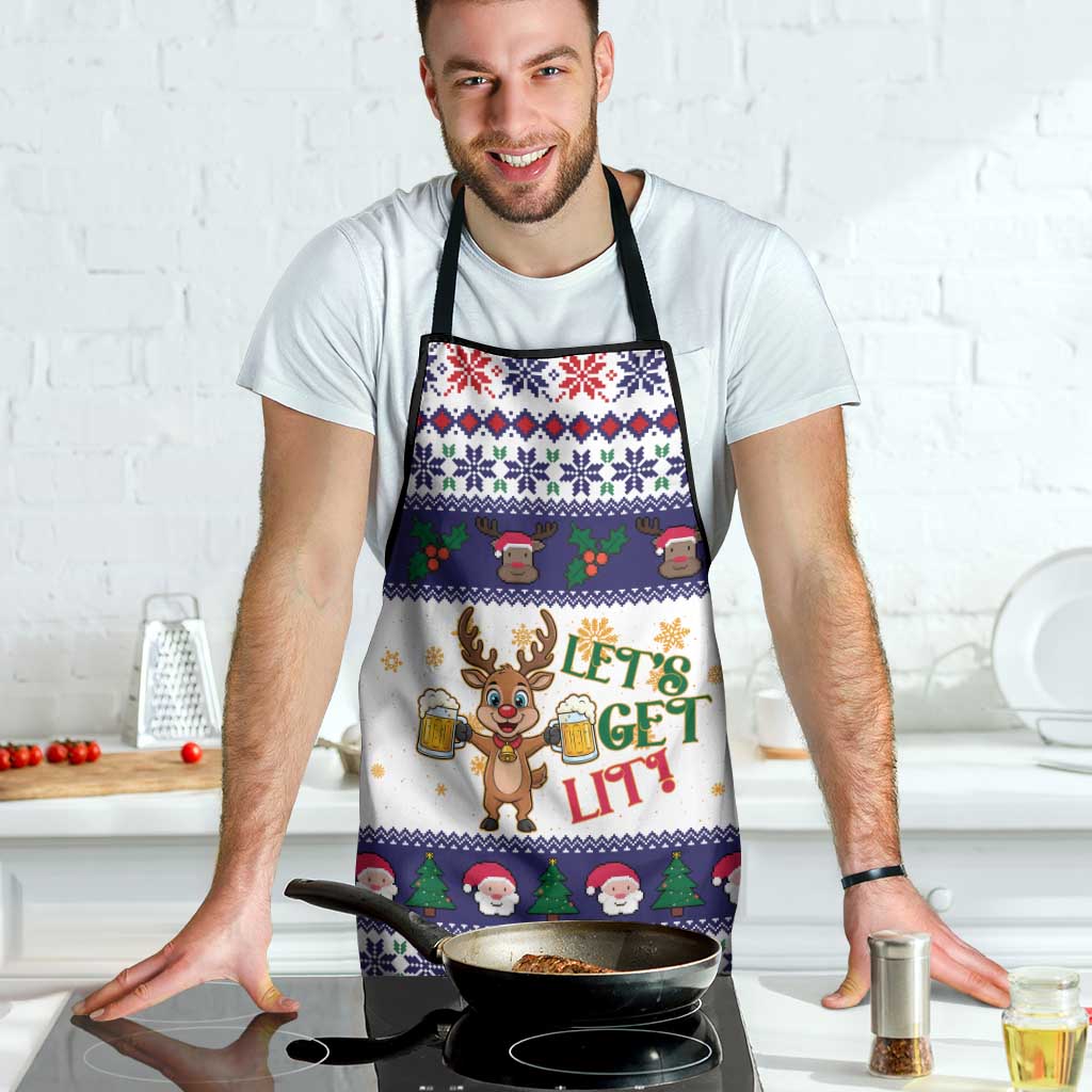 Reindeer Beer Christmas Apron Xmas Holiday Patterns - Wonder Print Shop