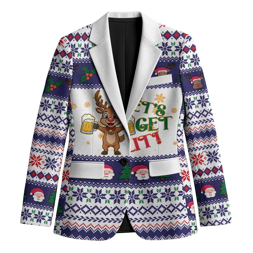 Reindeer Beer Christmas Blazer Xmas Holiday Patterns - Wonder Print Shop