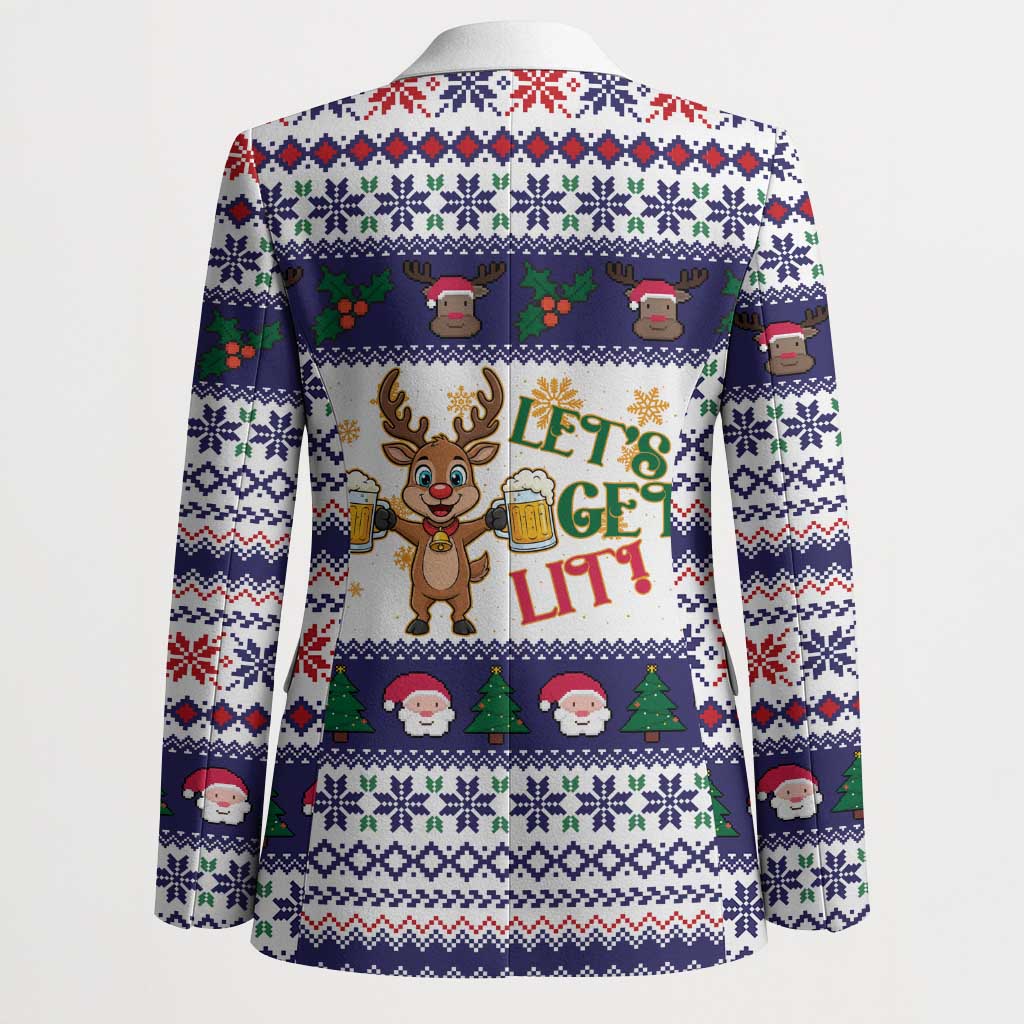 Reindeer Beer Christmas Blazer Xmas Holiday Patterns - Wonder Print Shop