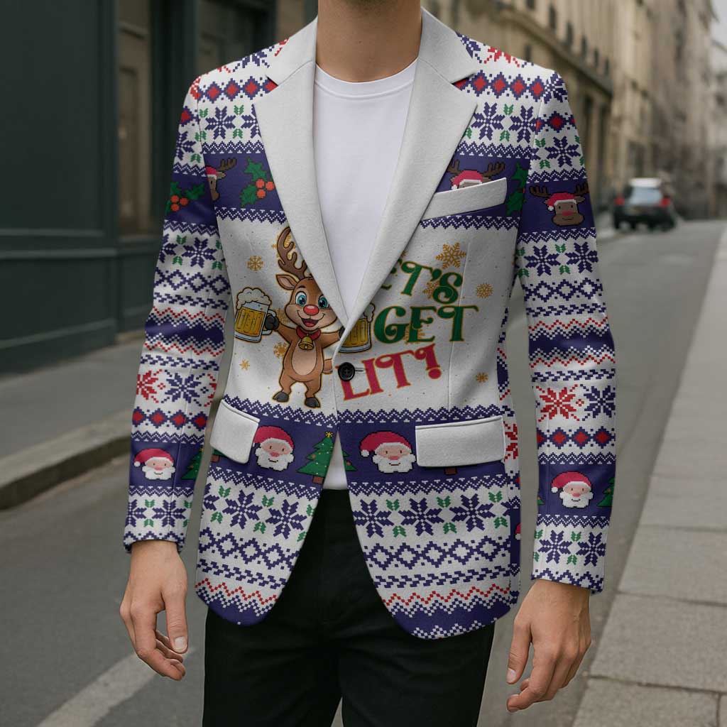 Reindeer Beer Christmas Blazer Xmas Holiday Patterns - Wonder Print Shop