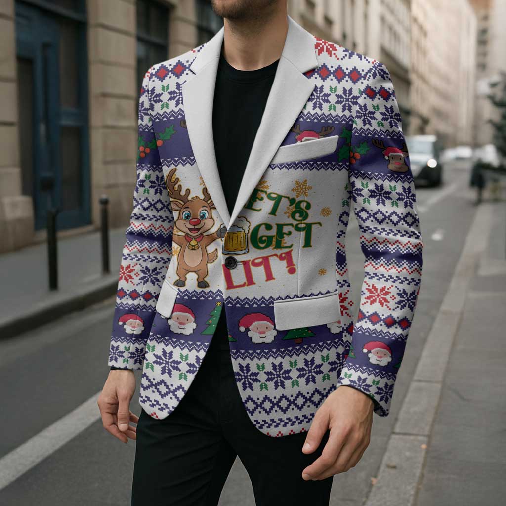 Reindeer Beer Christmas Blazer Xmas Holiday Patterns - Wonder Print Shop