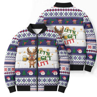 Reindeer Beer Christmas Bomber Puffer Jacket Xmas Holiday Patterns - Wonder Print Shop