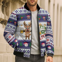 Reindeer Beer Christmas Bomber Puffer Jacket Xmas Holiday Patterns - Wonder Print Shop