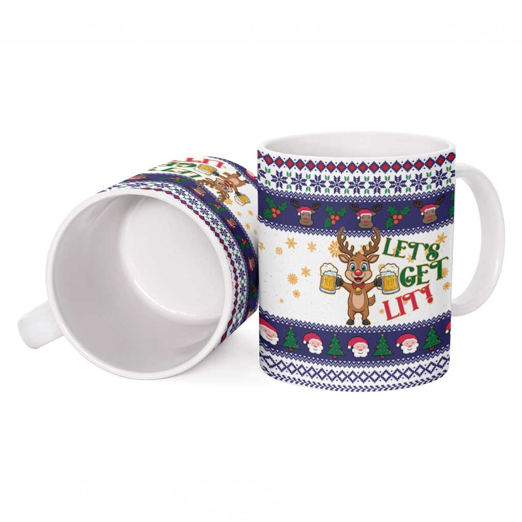 Reindeer Beer Christmas Ceramic Mug Xmas Holiday Patterns - Wonder Print Shop