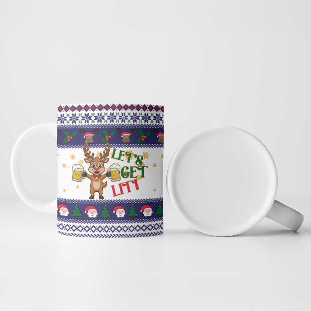 Reindeer Beer Christmas Ceramic Mug Xmas Holiday Patterns - Wonder Print Shop