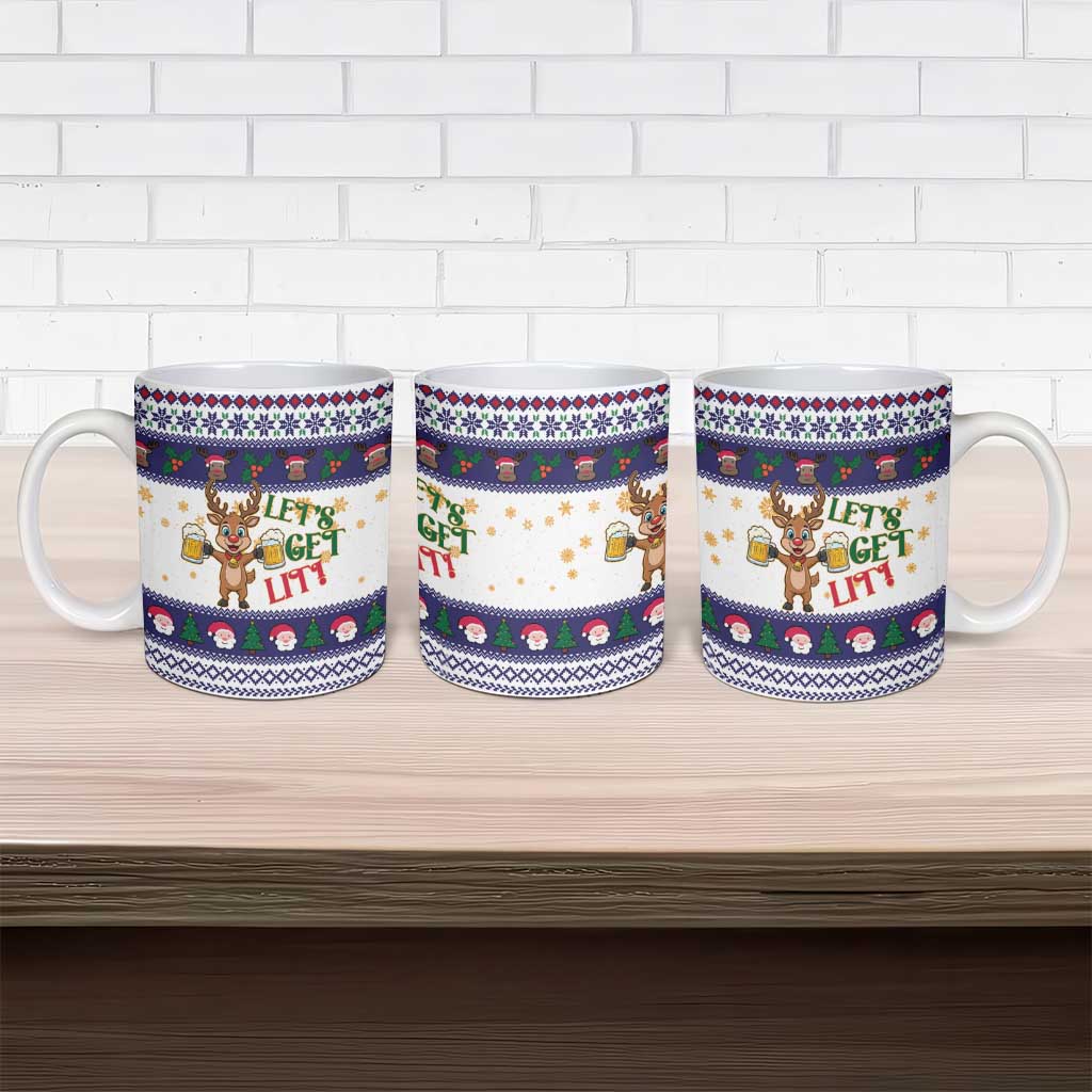 Reindeer Beer Christmas Ceramic Mug Xmas Holiday Patterns - Wonder Print Shop