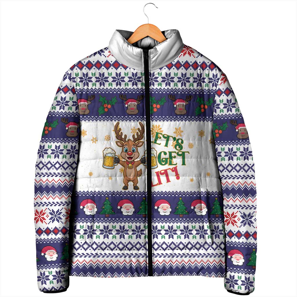 Reindeer Beer Christmas Padded Jacket Xmas Holiday Patterns - Wonder Print Shop