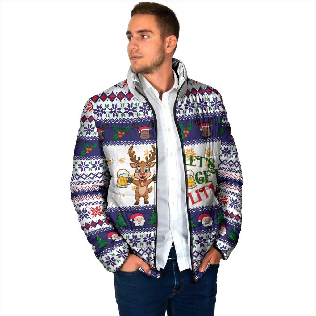 Reindeer Beer Christmas Padded Jacket Xmas Holiday Patterns - Wonder Print Shop