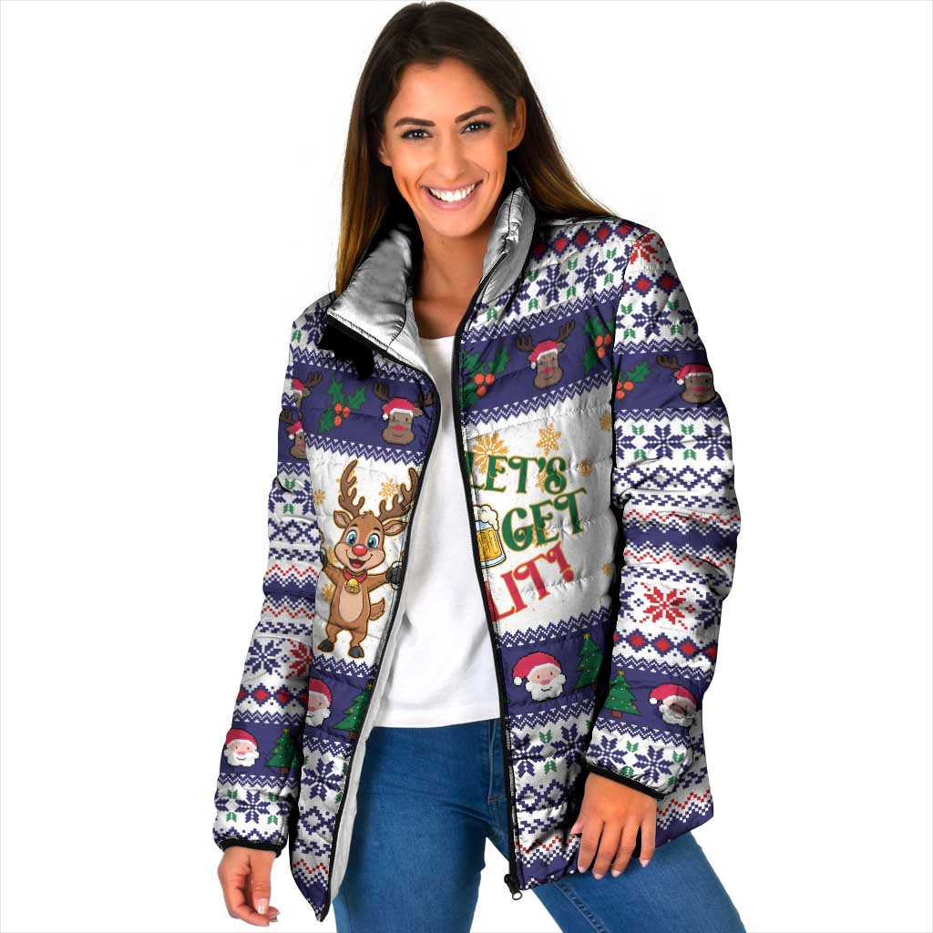 Reindeer Beer Christmas Padded Jacket Xmas Holiday Patterns - Wonder Print Shop