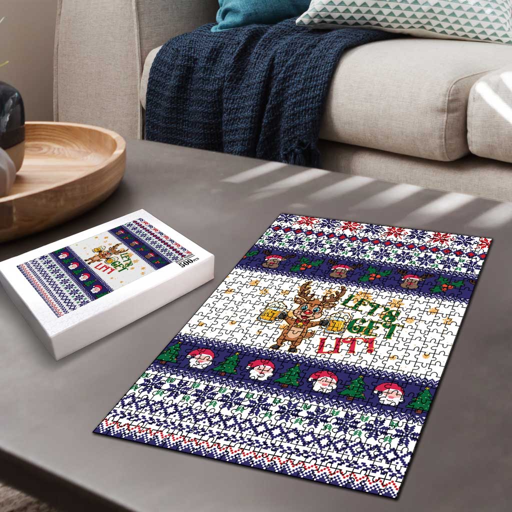 Reindeer Beer Christmas Puzzle Xmas Holiday Patterns - Wonder Print Shop