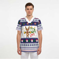 Reindeer Beer Christmas Scrub Top Xmas Holiday Patterns - Wonder Print Shop