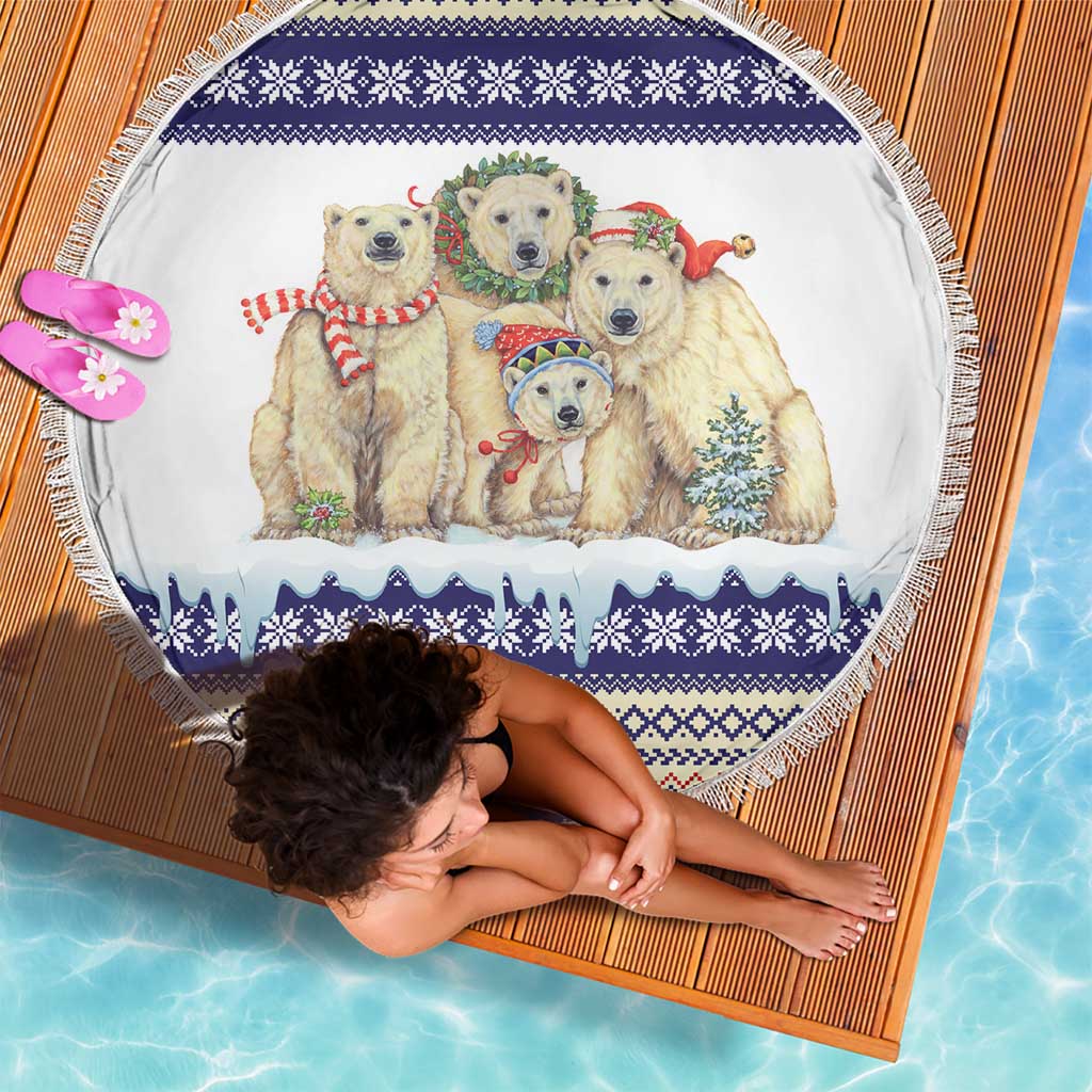 Polar Bears Christma Christmas Beach Blanket Xmas Holiday Patterns - Wonder Print Shop