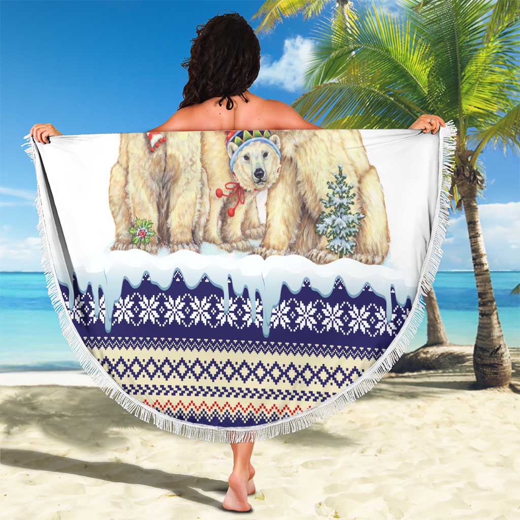 Polar Bears Christma Christmas Beach Blanket Xmas Holiday Patterns - Wonder Print Shop