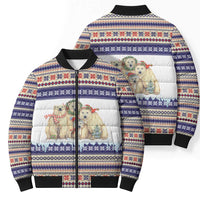 Polar Bears Christma Christmas Bomber Puffer Jacket Xmas Holiday Patterns - Wonder Print Shop