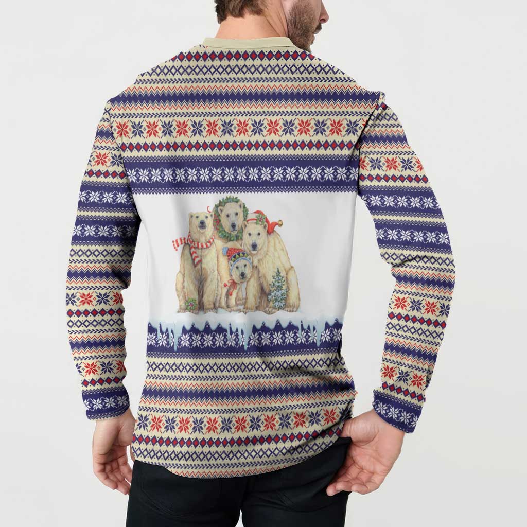 Polar Bears Christma Christmas Button Sweatshirt Xmas Holiday Patterns - Wonder Print Shop