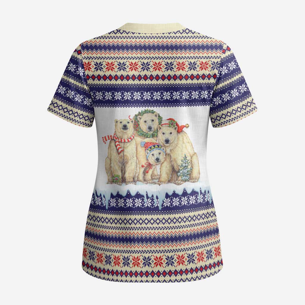 Polar Bears Christma Christmas Scrub Top Xmas Holiday Patterns - Wonder Print Shop